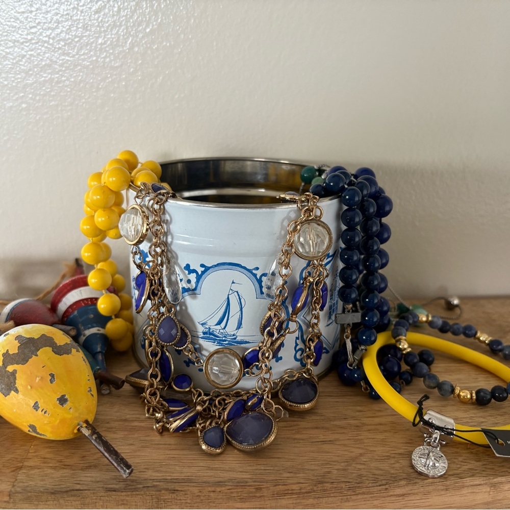 Nautical Navy jewelry jar 💙⛵️💛